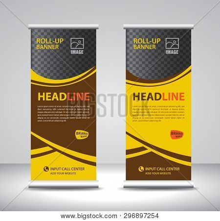 Roll Up Banner Template Vector, Banner, Stand, Exhibition Design, Advertisement, Pull Up, X-banner A