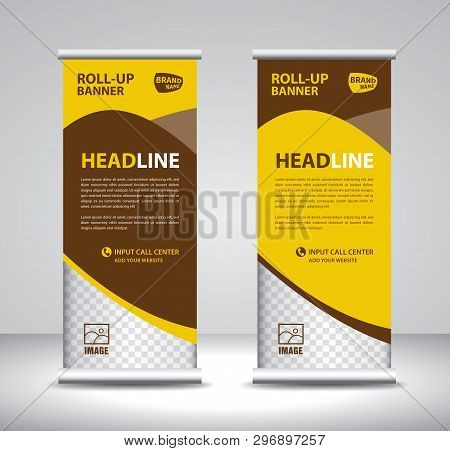 Roll Up Banner Template Vector, Banner, Stand, Exhibition Design, Advertisement, Pull Up, X-banner A