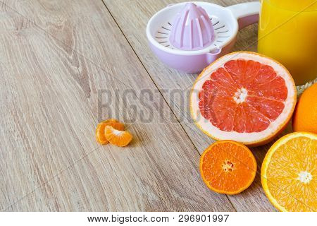 Stil Life - Red Ripe Pomegranate Fruit On A Dark Wooden Tabletop