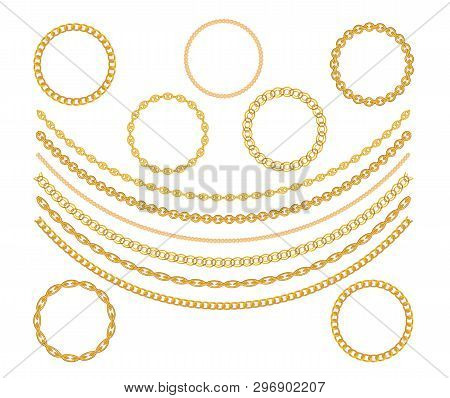 Gold Chain Jewelry On White Background.  Illustration.