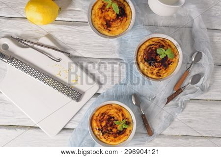 Leite Creme, Portuguese Desert Similar To Creme Brulee, Cream Brulee And Burnt Cream.