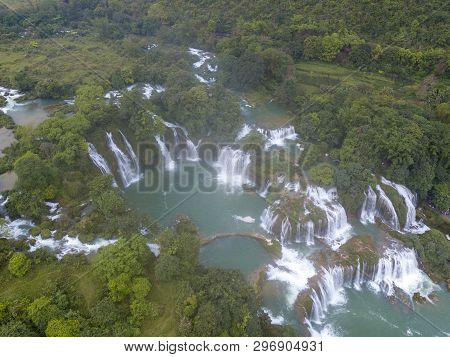 Ban Gioc Waterfall Or Detian Waterfall Is A Collective Name For Two Waterfalls In Border Cao Bang, V