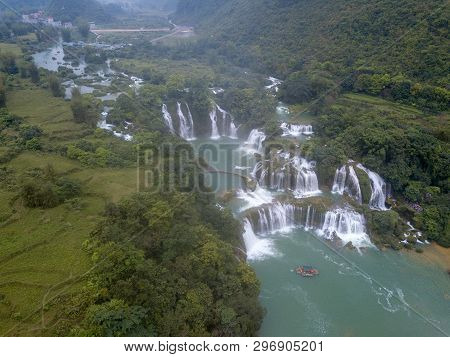 Ban Gioc Waterfall Or Detian Waterfall Is A Collective Name For Two Waterfalls In Border Cao Bang, V