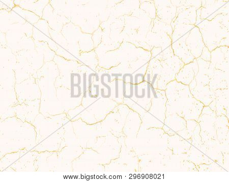 Vector Gold Chic Texture. Patina Scratch Golden Distress Grunge Background. Gold Distressed Effect.
