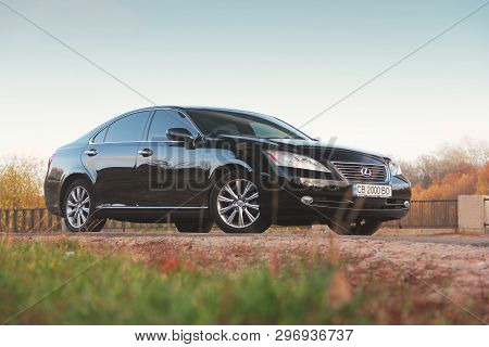 Kiev, Ukraine - November 5, 2018: Lexus Es Car On A Background Sky. View Of The Car Below