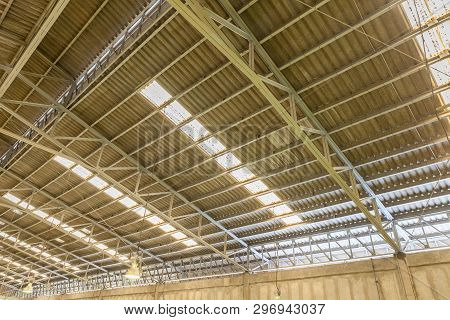 Steel Roof Structure. Moonlight Bulb. Tile Roof. Steel Roof Structure With Roof Tiles.