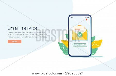 Email Service Creative Flat Vector Illustration. Electronic Mail Message Concept As Part Of Business