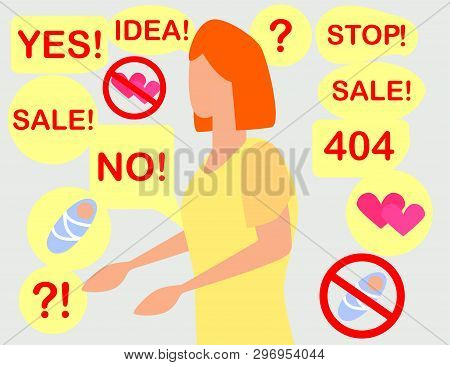Woman Is Thinking. Woman Decides. The Woman Makes Decision. Make Choice. Pumps And High Heels. Decis