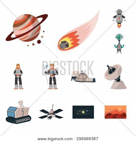 Vector Illustration Of Space  And Galaxy  Sign. Set Of Space  And Travels  Stock Symbol For Web.