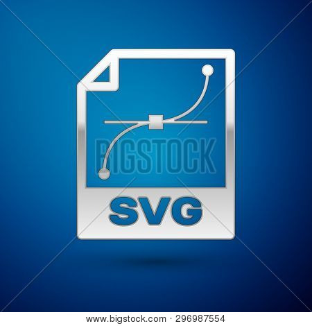 Silver Svg File Document Icon. Download Svg Button Icon Isolated On Blue Background. Svg File Symbol