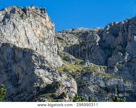 Fuente De In The In Mountains Of Picos De Europa, Cantabria, Spain. In The Heart Of The Picos De Eur