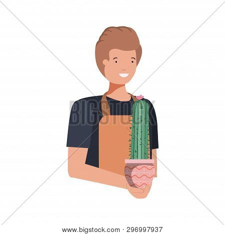 Man With Cactus Avatar Character Vector Illustration Design