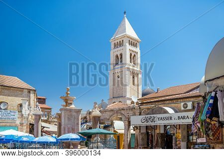 Jerusalem, Israel - July 24, 2019: Muristan Square In Old City On The Site Of Knights Hospitaller Ho