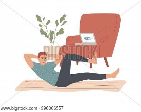 Man Doing Situps Abs Crunches At Home