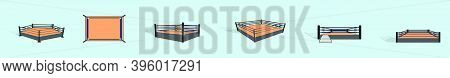 Set Of Sport Ring Cartoon Icon Design Template With Various Models. Modern Vector Illustration Isola