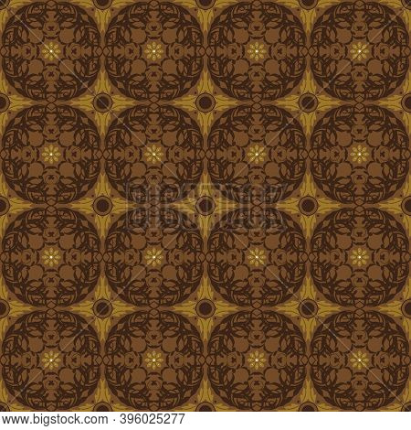 Unique Circle Patterns Design On Central Java Batik With Beautiful Blend Color Concept.