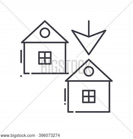 Duplex House Icon, Linear Isolated Illustration, Thin Line Vector, Web Design Sign, Outline Concept 