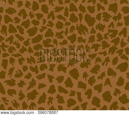 Vector Seamless Pattern Of The Abstract Rough Torn Spots. Golden-brown Patchy Grunge Texture