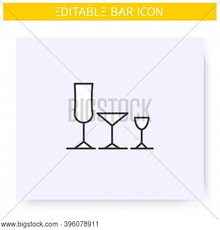 Stemware Line Icon.glassware. Cocktail Glass Types. Restaurant, Bar Menu. Wine, Daiquiri, Vodka Glas