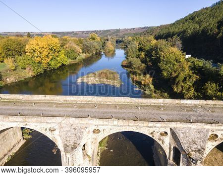 Aerial View Of Nineteenth-century Bridge Over The Yantra River, Known As The Kolyu Ficheto Bridge In