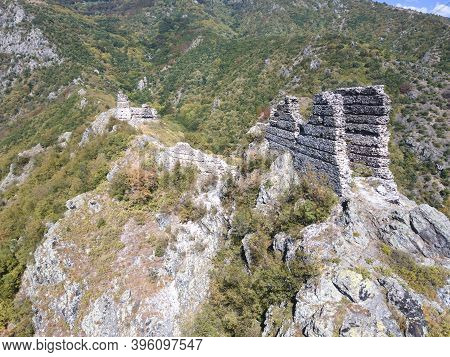 Aerial View Of Ruins Of Anevsko Kale Fortress Near Town Of Sopot, Plovdiv Region, Bulgaria
