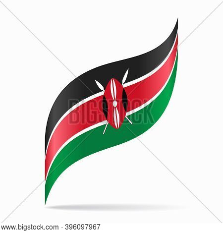 Kenyan Flag Wavy Abstract Background. Vector Illustration.