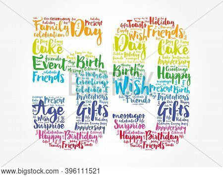 Happy 59th Birthday Word Cloud, Holiday Concept Background