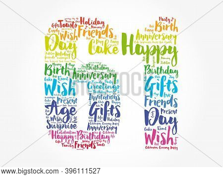 Happy 61st Birthday Word Cloud, Holiday Concept Background