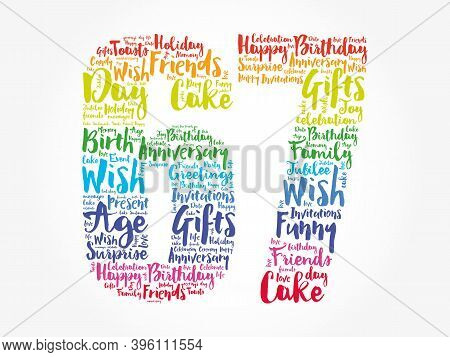 Happy 67th Birthday Word Cloud, Holiday Concept Background