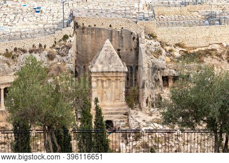 View From The Gate Of Repentance Or Gate Of Mercy Of The Zecharias Tomb - Pyramid-topped Monument De