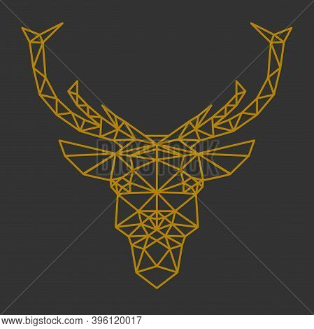 Geometric Reindeer Or Stag Head Front View Vector Illustration