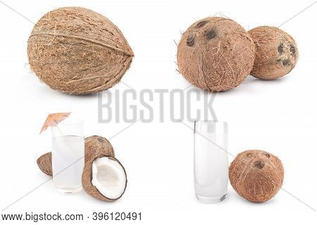 Set Of Coconut Isolated On A White Background