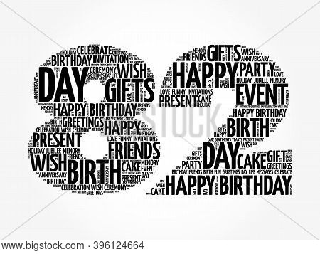 Happy 82nd Birthday Word Cloud, Holiday Concept Background