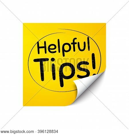 Helpful Tips Symbol. Sticker Note With Offer Message. Education Faq Sign. Help Assistance. Yellow St
