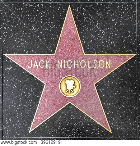 Los Angeles, Usa - Mar 5, 2019: Closeup Of Star On The Hollywood Walk Of Fame For Jack Nicholson.