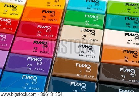 Tambov, Russian Federation - November 18, 2020 Colour Fimo Soft Modelling Clay Blocks
