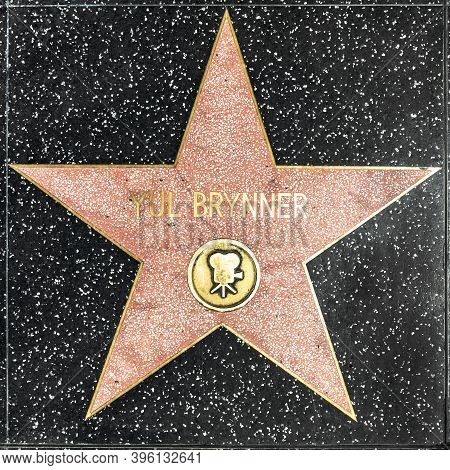 Los Angeles, Usa - Mar 17, 2019: Closeup Of Star On The Hollywood Walk Of Fame For Yul Brunner.