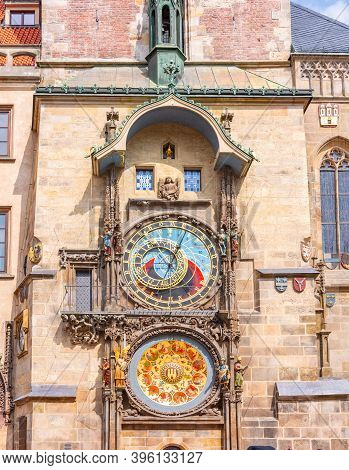 Prague Astronomical Clock (orloj) On City Hall Tower, Czech Republic