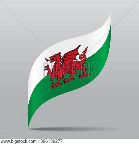 Welsh Flag Wavy Abstract Background. Vector Illustration.