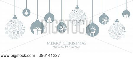 Merry Christmas Card With Hanging Ball Decoratoin Vector Illustration Eps10