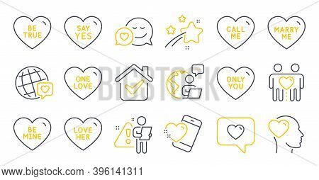 Set Of Love Icons, Such As Marry Me, Heart, Only You Symbols. Say Yes, Friends Couple, Be True Signs