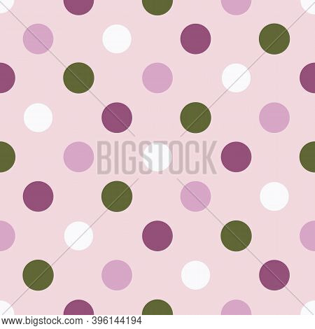 Purple, Pink, And Green Polka Dot Seamless Pattern Background