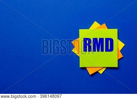 Rmd Written In Drug Stickers On A Blue Background