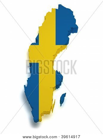 Sweden Map 3D Shape