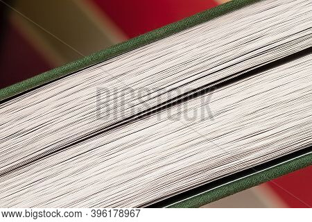 Close-up Butt Ends Book, Side View, Texture Of The Book Sheets, Selective Focus