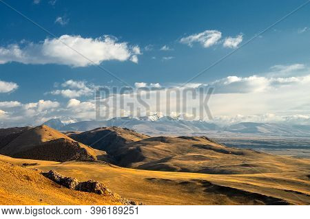 The Altai Mountains. The Landscape Of Nature On The Altai Mountains And In The Gorges Between The Mo