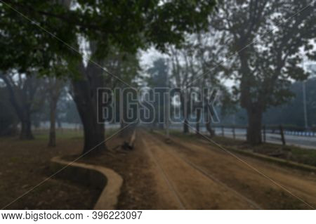 Blurred Image Of Kolkata Tram Lines, Under Lockdown Due To Corona Virus. Kolkata Is The Capital City