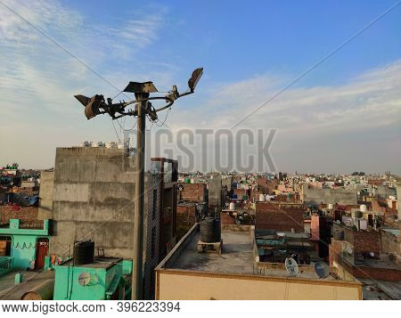 Delhi, India - 22 November 2020 : Skyline View Of Unauthorised Colony Illegally Made Of Delhi Showin