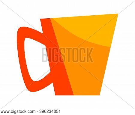 Yellow Cup With Coffee Lil Tea, Mug For Hot Drink Cartoon Vector Isolated Icons Illustration