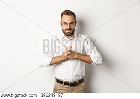 Angry Man Crack Knuckles, Want To Punch Someone, Standing Mad Against White Background